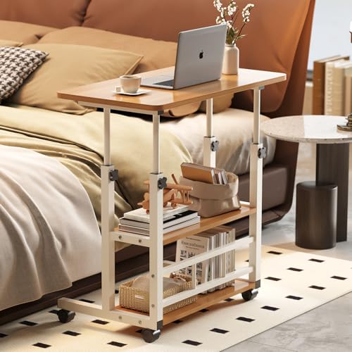 La mejor comparación de Escritorio Sencillo para Computadora más recomendados. 50 MXDESIKU Escritorio Portátil, 60 * 40cm,Mesa para Laptop, Mesa de Computadora Portátil Ajustable con Ruedas (Marrón)