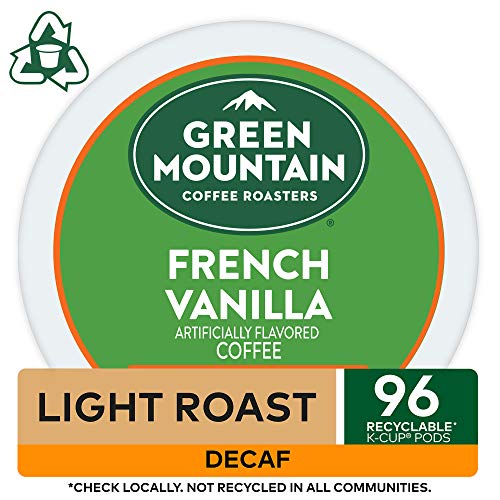 Image of Green Mountain Coffee Roasters French Vanilla Decaf, Single-Serve Keurig K-Cup Pods, Flavored Light Roast Coffee Pods, 96 Count