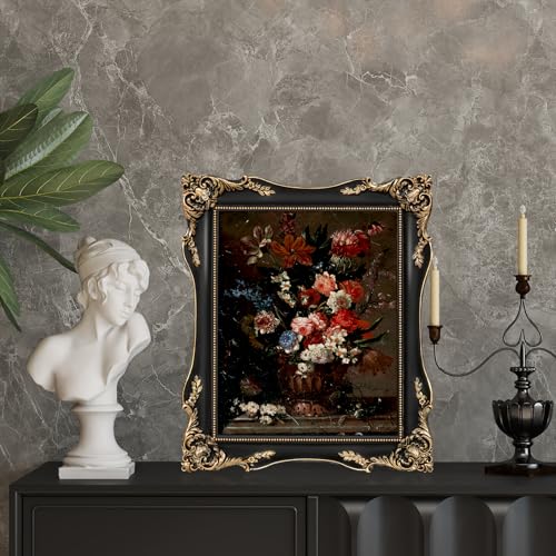 Image of 8x10 Gothic Picture Frame Vintage Black Frames Victorian | Matted to 5x7 or 8x10 Photos, Real Glass, Tabletop or Wall Display