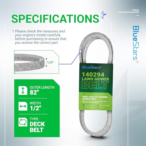 Image of BlueStars 140294 Mower Ground Drive Belt | Aramid Cord | 1 /2 inch x 82 inch | Drive Belt - Fits 42 inch 44 inch Deck AYP Husqvarna Craftsman Ride Mower - Replaces 531300768 532140294 24103 140067 161597
