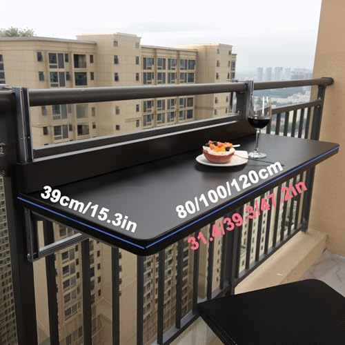 Table de balcon pliante murale réglable pour balustrade - 7