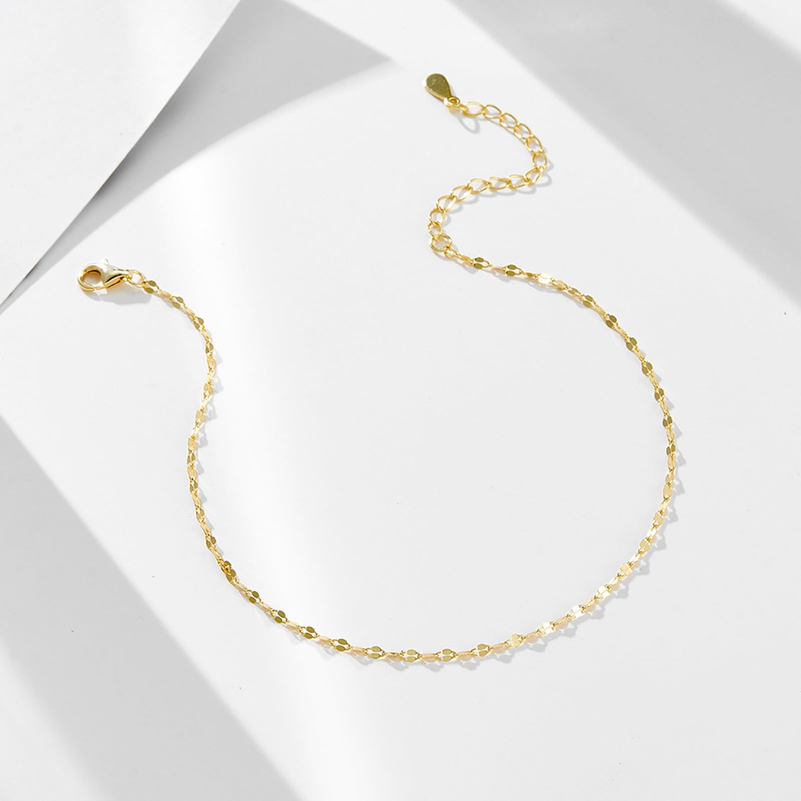 Delicada cadena de eslabones para mujer, tobilleras de oro de 18 quilates, sin piedras preciosas, pulseras de tobillo para mujer, oro amarillo para ella, 9 K, 14 y 18 quilates