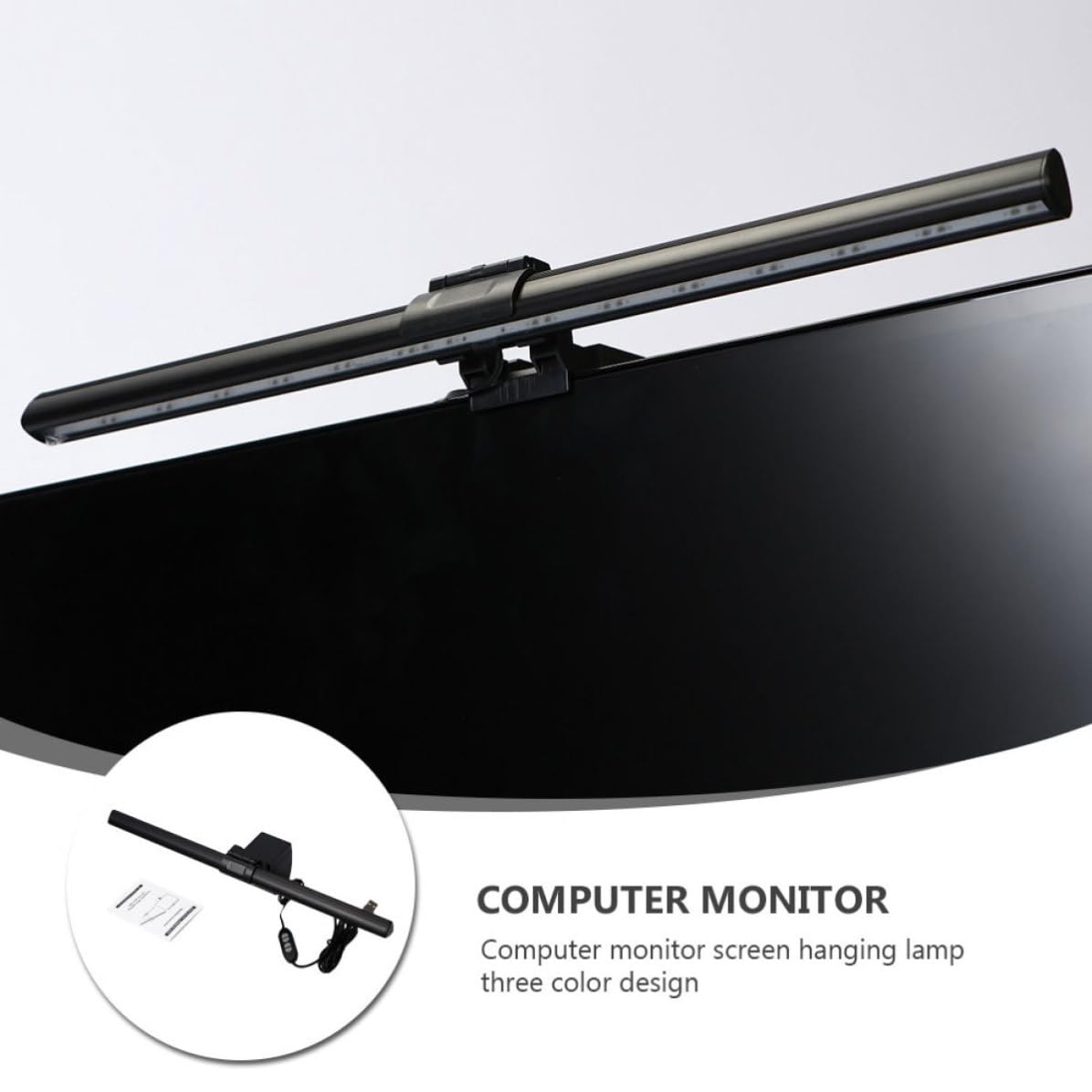 Toyvian Lámpara Colgante LED Temperatura de Color Regulable para Monitor de Computadora Luz Ajustable Aleación de Aluminio y Cable USB para Lectura y Estudio