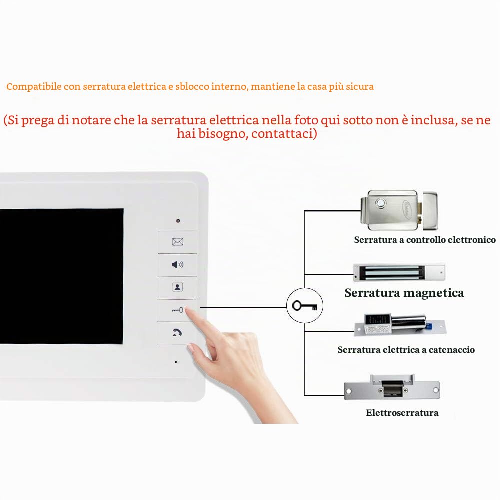 7 '' Videocitofono a colori cablato sistema di porte IR telecamera di visione notturna 480p + schermi di controllo interni per 2/3 appartamenti (3 monitor)