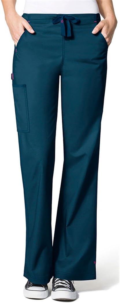 WonderWink WonderFlex Grace Flare Leg Scrub Pant (Petites and Talls, Too), Caribbean, X-Large Petite