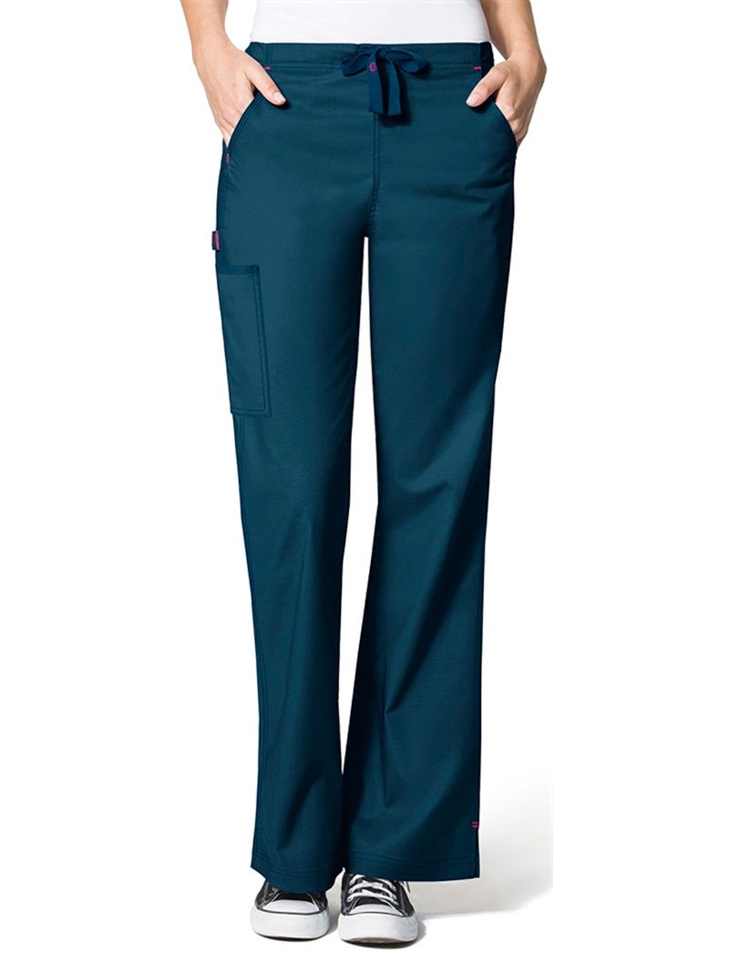 WonderWink WonderFlex Grace Flare Leg Scrub Pant (Petites and Talls, Too), Caribbean, X-Large Petite
