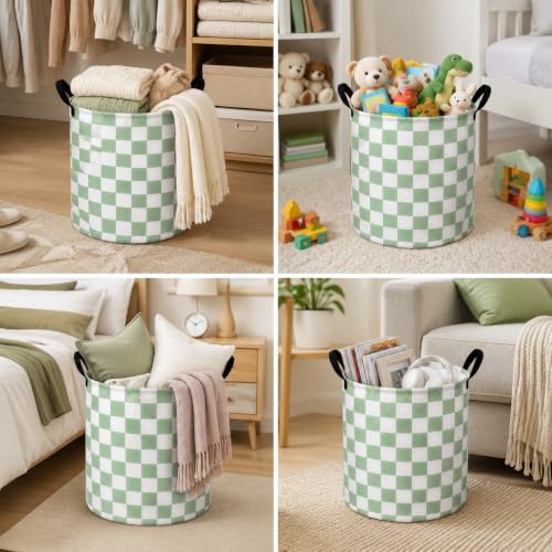 Image of Large Laundry Basket Canvas Storage Bins Baby Nursery Hamper for Boys and Girls Toy Box Gift Baskets for Home,Office,Home Decor