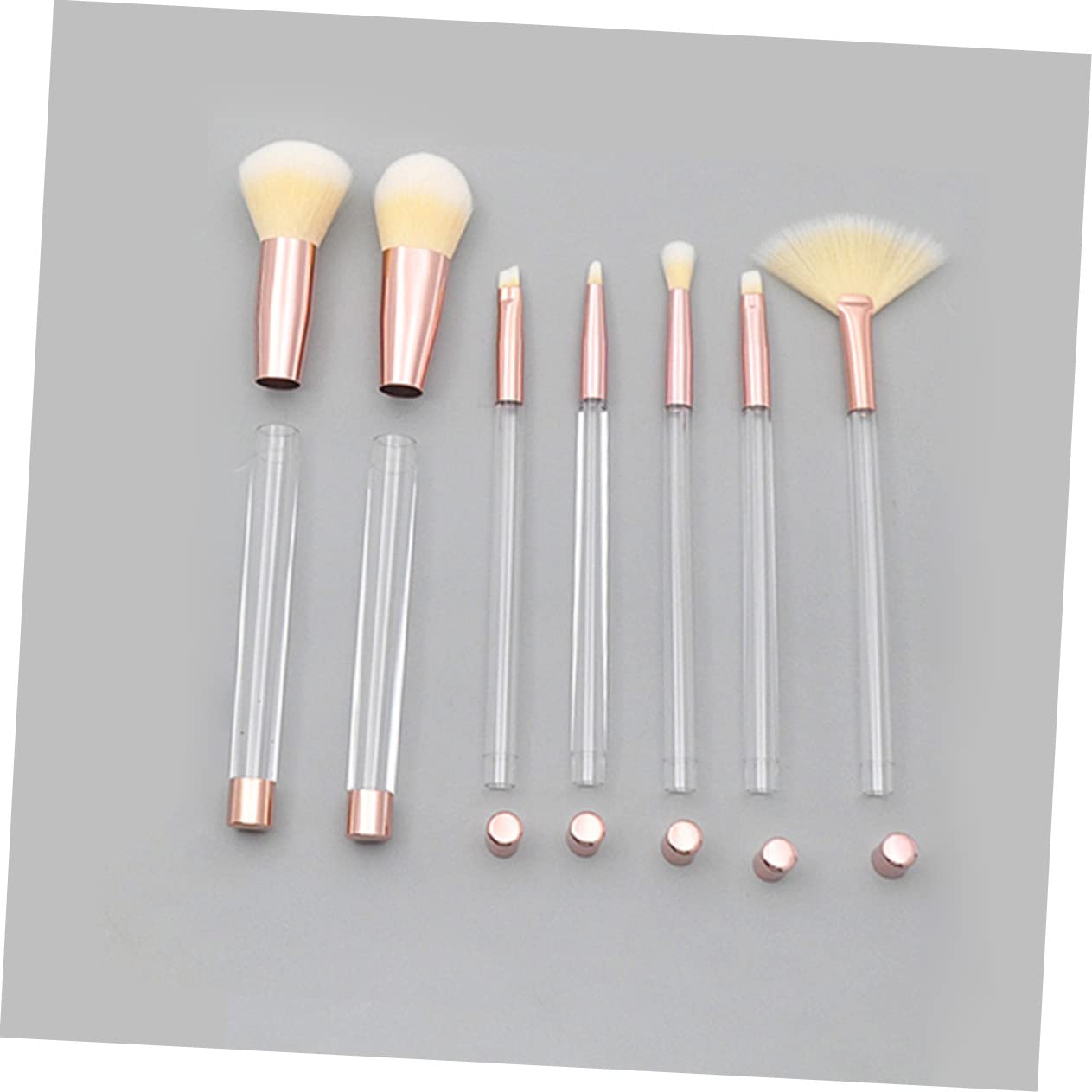 Didiseaon 21pezzi Pennelli Trucco Trasparenti Cristallo Con Manico Vuoto Per Strumenti Cosmetici Con Manico Trasparente Rosa e Setole Bianche Per Uso Quotidiano e Professionale