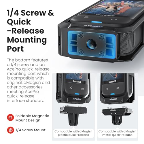 Image of Premium Aluminum Frame Mount Cage for Insta360 One X5 Action Camera Accessories with Lens Protective Cap (Metal Frame case for ONE X5 Camera)