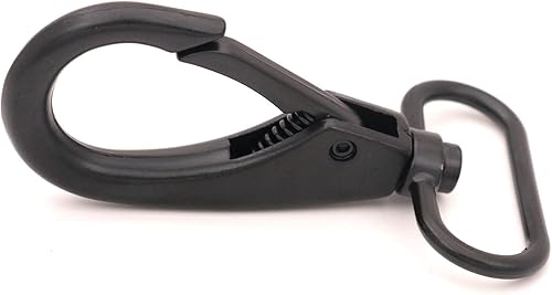 Miniatura 6 de BIKICOCO Gancho giratorio de 1-12 pulgadas, cierre de pinza de langosta, clip de resorte de gatillo, extremo de anillo ovalado, negro, paquete de 6