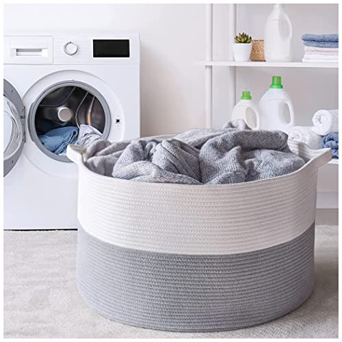 HLGQ Corriente de algodón Grande Cesta de Almacenamiento, 60x60x36cm Cesta de Ropa Sucia Plegable para el hogar Misceláneo Juguetes Bucket de Almacenamiento con asa