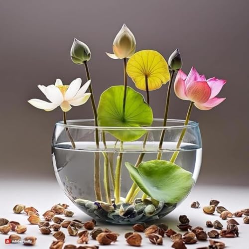 Image of Lotus Flower Seeds for Home Garden a€ inch Pack of 7 Seeds | Kamal Beej for Water Gardening | Aquatic Flower Seeds for Balcony, Terrace & Outdoor Garden Pond