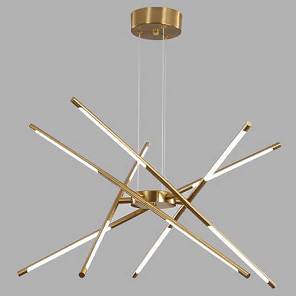 LED Chandelier Ceiling Light Fixture,10 Lights Modern Pendant Lights Flush Mount Gold Indoor Lighting for Living Room,Kitchen,3000K-6000K Adjustable 60W Firework Deco Hanging Lamps