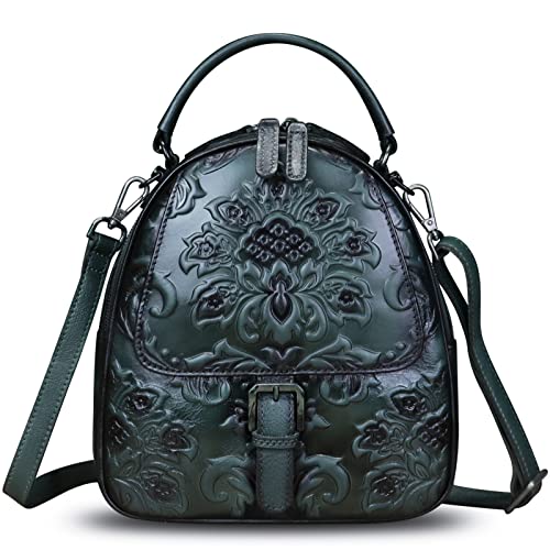 Image of IVTG Genuine Leather Backpack for Women Crossbody Shoulder Bag Vintage Rucksack Fashion Knapsack Purse Daypack Bag (Darkgray)