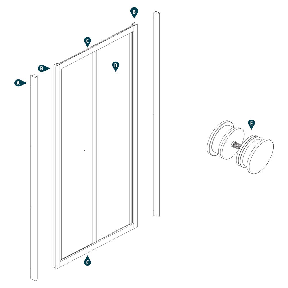 Ogomondo Porta Doccia a Soffietto Book Cristallo Temprato Bianco (1, 71-75xh190 cm Trasparente)