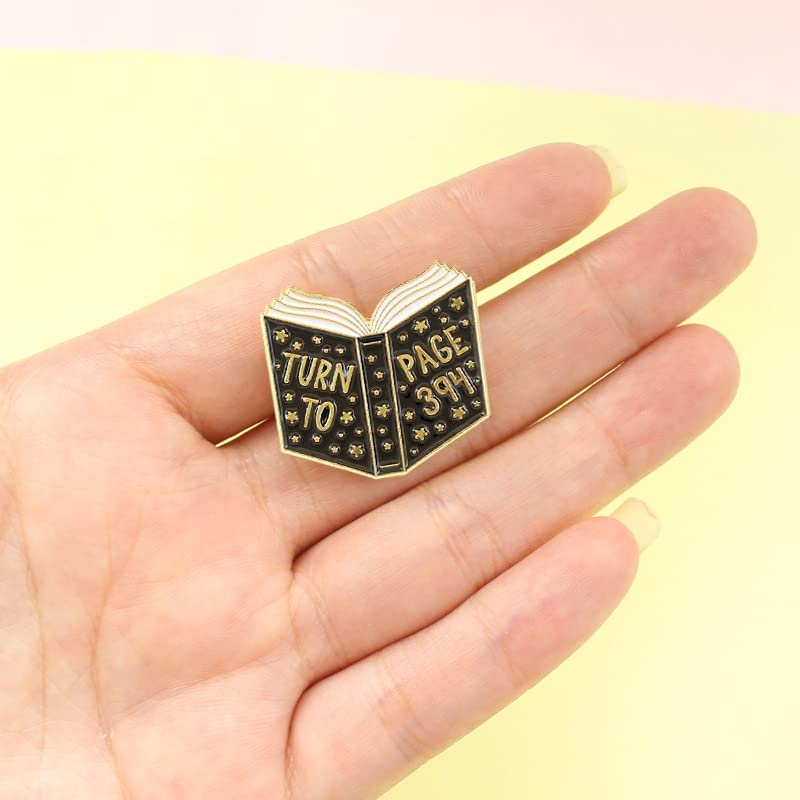 Book pins TURN TO PAGE 394 Brooches Book Library Enamel pins Lapel pin Badges Brooches for Student Reader Gift brosa Bijoux (Metal color: Style 2)4