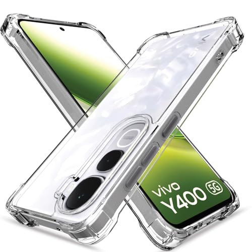 Image of Pikkme Back Cover for Vivo Y400 5G PC + TPU Clear Transparent Raised Edges Shockproof Protective Phone Bumper Case(Transparent)