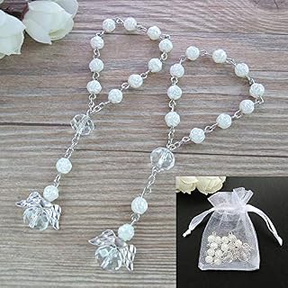 24 Pcs Mini Rosary Baptism Favors with Angels for Boy and Girl Recuerdos