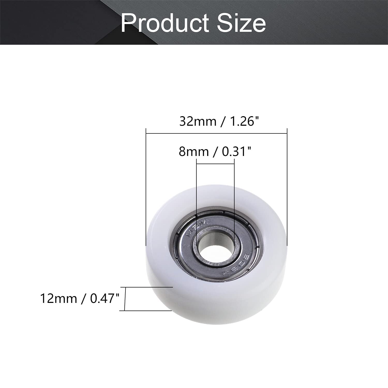Ruote Per Puleggia In Nylon 80 Mm - Confezione Da 4, Scanalatura 34 Mm, Foro 12 Mm, Autolubrificanti - Foto 8