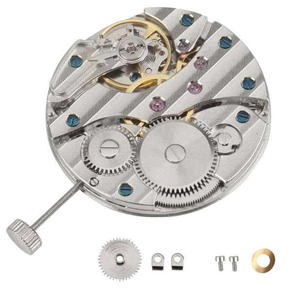 Sudemota 1 PCS 6497 ST36 Movement Mechanical Movement with Manual Winding P29 44mm Steel Watch Case, silver, Classic