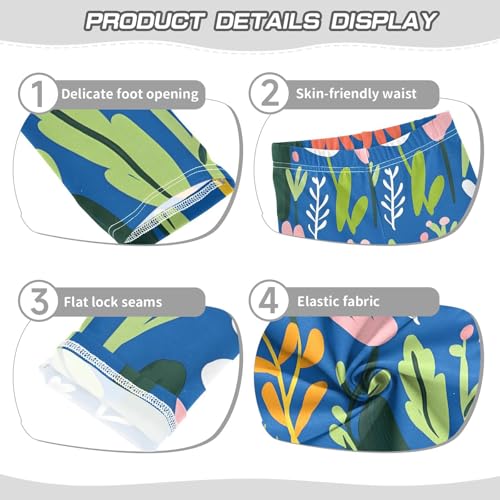 ALAZA Girls' Leggings Children's Yoga Pants Skinny Printed Dance Abstract Flowers Blue Comfortable 4T2