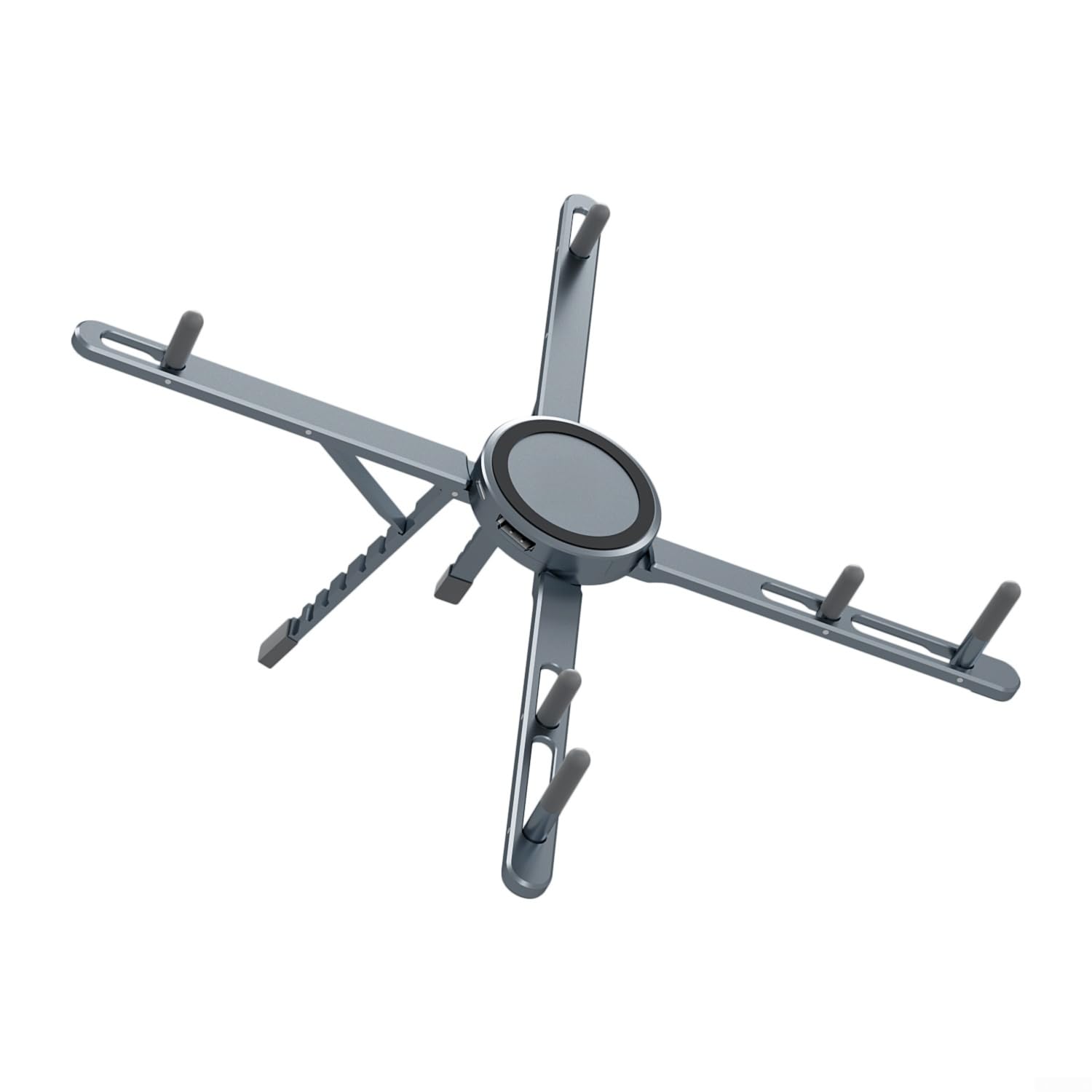 Soporte magnético para laptop con soporte de carga rápida, soporte plegable de aleación de aluminio ajustable, elevador de escritorio portátil ergonómico