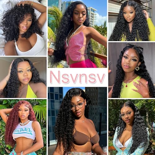 Image of Nsvnsv 13x6 Deep Wave Lace Front Wigs Human Hair Wigs for Women 180% Density HD Transparent Deep Curly Lace Frontal Wigs Human Hair Pre Plucked with Baby Hair Natural Color 38 Inch
