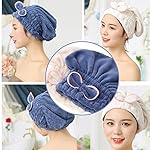 Jseng 2PC Microfiber Hair Drying Caps, Extrame Soft & Ultra Absorbent, Fast Drying Hair Turban Wrap Towels Shower Cap for Girls and Women - Image 2
