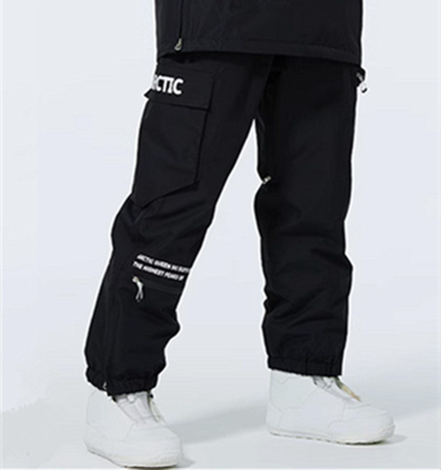 Generisch Schneehose Damen Winter Wasserdicht Gummizug Atmungsaktiv Skihose Damen Herren Baggy Warm Snowboardhose Damen Herren High Waist Weit Outdoor Skihosen Lang Ski Hosen für Männer Frauen