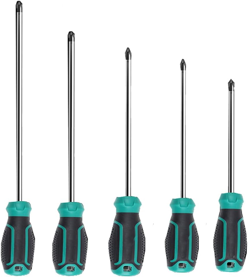 5 Pcs Magnetic Cross Phillips Screwdriver With Ergonomic Soft Comfortable Non-Slip Handle Screwdrivers Set Cushion Grip Screwdriver Repair Tool Set Black Green Handle