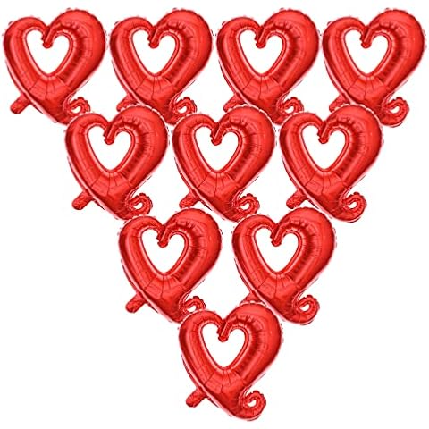 Soochat Red Heart Balloons, Heart Shape Foil Mylar Helium Balloon for Valentine's Day Wedding Party Decorations 10 Pcs Cover