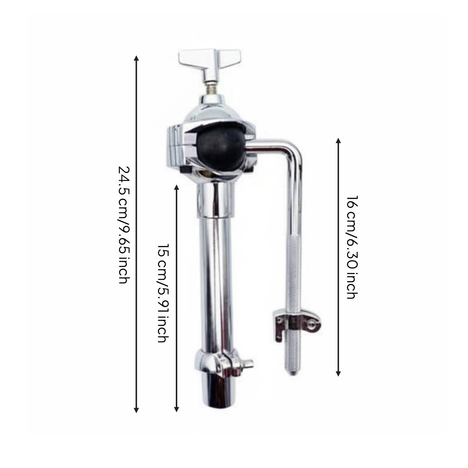 Support de Tom Orientable Bras de Tom à Rotule Finition Chromée pour Scène , Tige Courte