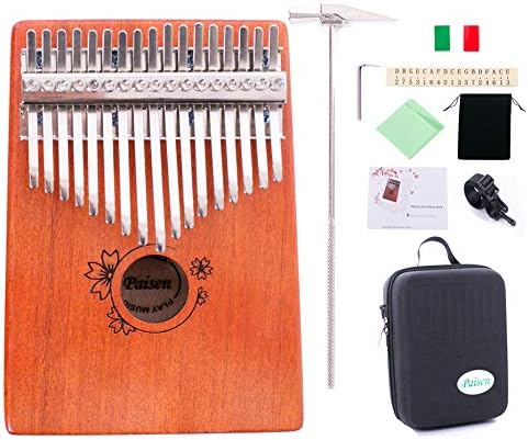 Paisen Kalimba 17 keys Thumb Piano with Study Instruction and Tune Hammer,Mahogany Wood Finger Piano with Portable Carrying Bag and Shoulder Strap for Kids Adult Beginners