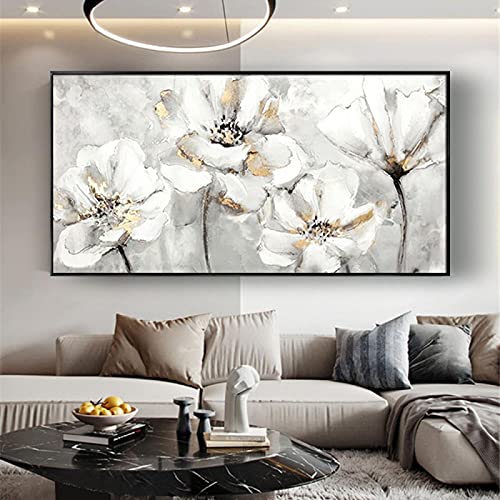 ZMFBHFBH Chinese Oversized Wall Art Moderne Woonkamer Muur Decor Bloem Schilderij Grote Canvas Art Wall Pictures… - Afbeelding 3