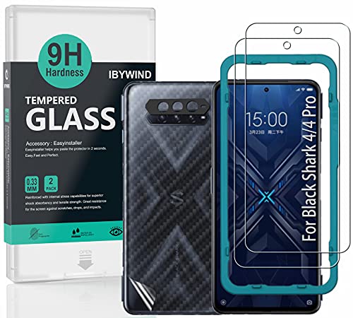 IBYWIND Cristal Templado para Black Shark 4/4 Pro, [2 Piezas],con Metálico Protector de Lente de...