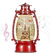 Amazon.com: 12 Inch Snow Globe Christmas, Glitter Lighted Lantern with ...