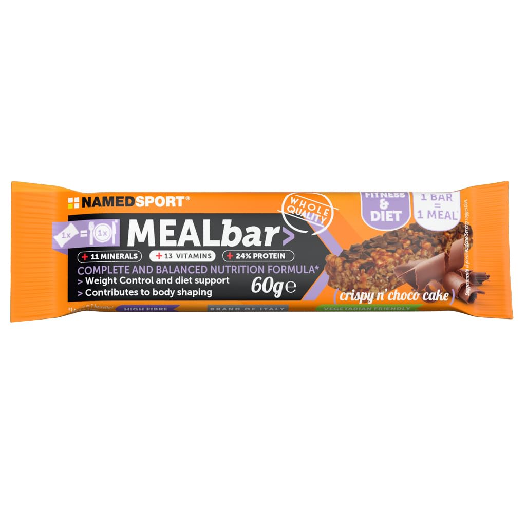 Named Sport MEALbar - Barretta Sostitutiva del Pasto Crispy n'Choco Cake, 60g