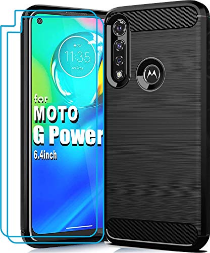Coque Moto G Power 2020 antichoc avec 2 protections écran noir