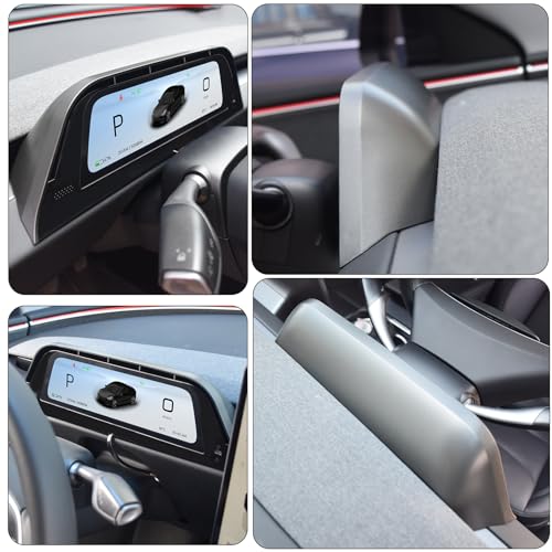 Image of Heads Up Display with Air Vent for Tesla Model 3 Highland 2024 2025-9.66 inch Wireless CarPlay Android Auto, Blind Spot, Rainbow Road, Battery /Dashboard Data Sync