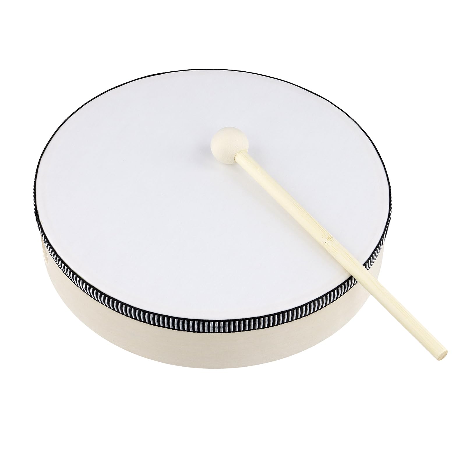 ZOENHOU 3 Stück Handtrommel Set mit Holzschlägeln (15/20/25 cm), Tamburin Rahmentrommel, Holztrommelhöhe 4,5 cm, Percussion-Instrument für Partys, Auftritte und Rhythmusübungen