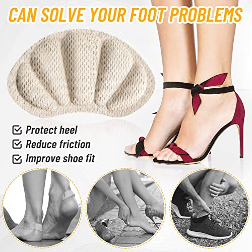 Image of Shoe Heel Inserts, 16 Pcs Mesh Self-Adhesive Heel Cushion Pads for Back of Heel, Heel Cushion Inserts Prevent Shoes Too Big for Women Men, White