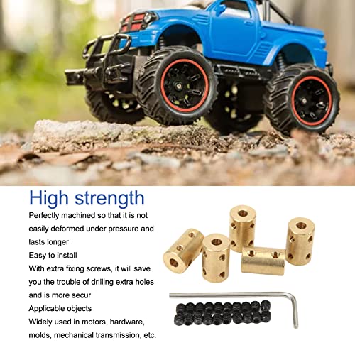 5Pcs RC Shaft Coupling Set, Universal 5?5mm Brass Shaft Coupling Joint Connector, Bore Rigid Coupling Set Bore Flexible Shaft Coupling for Motor Shaft Extension