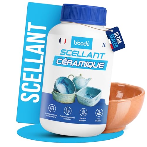 BIBODU Scellant Céramique 1L | Imperméabilise l’Argile, le Plâtre et la Terre Cuite | Scellant Argile Imperméable sans Solvants