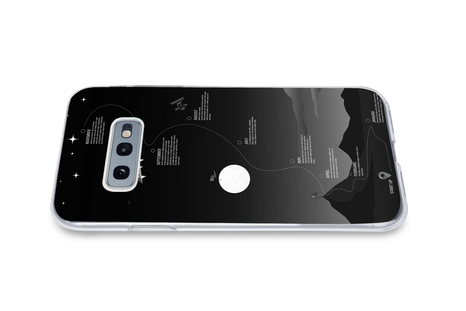 MuchoWow Funda para Samsung Galaxy S10e - Ilustración Estrategia empresarial en el Espacio - Blanco y Negro - Funda de Silicona/Funda Blanda para teléfono móvil