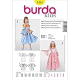 Größe: 98 bis 128 Burda 2410 Schnittmuster Kostüm Fasching Karneval Prinzessin Tänzerin (Kids, Gr. 98-128) – Level 3 mittel