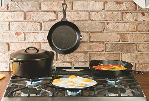 Image of Lodge Seasoned Cast Iron Skillet 9 Inches - PFAS-Free, Non-Toxic Cookware - Use with an Oven, Stove, Grill, or Campfire - Naturally Non-Stick & Oven Safe (Pack of 3)