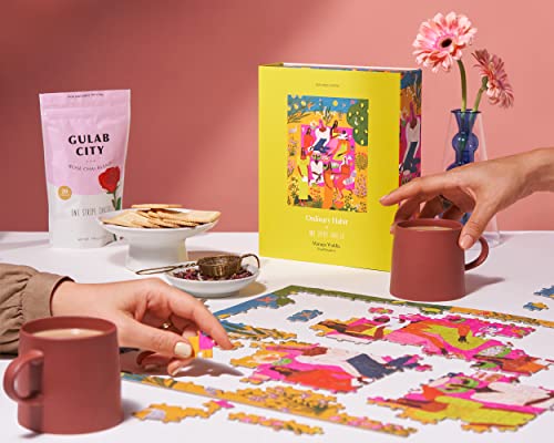 One Stripe Gulab City Rose Chai Tea Blend & Troublemaker Puzzle Bundle,Chai Blended With Rose Petals,Green Cardamom & Assam Black Tea,Jigsaw Puzzle, Family Activities & Games(Pack Of 2) #TOP6