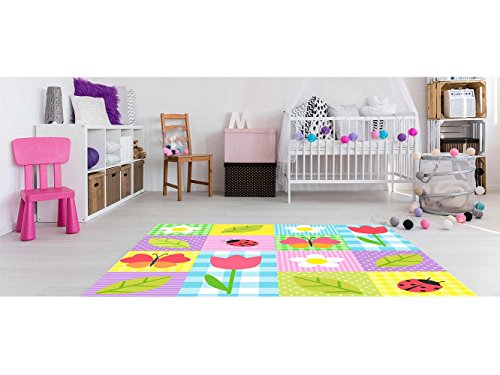 Oedim Kinderteppich Marienkäfer Schmetterlinge PVC Verschiedene Maßnahmen | Teppichboden...