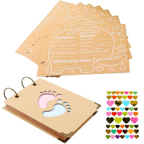 KAMHBE 40 Sheets Baby Shower Advice and Prediction Cards for Gender Reveal Games – Kraft Games With Stickers