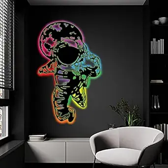 PRAZISION WERKS Astronaut mobile controlled MDF backlit neon board for gaming room, traders, living room, kids bedroom, bedroom Neon Signs Decor for Room Wall, Neon Led Lights, Neon Sign Board (Astronaut)